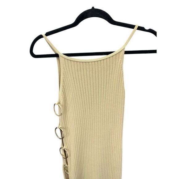 Cult Gaia Jammy Knit Dress Sand Beige XS/S Ribbed Maxi Cutout Ring Ribbed - Picture 7 of 15